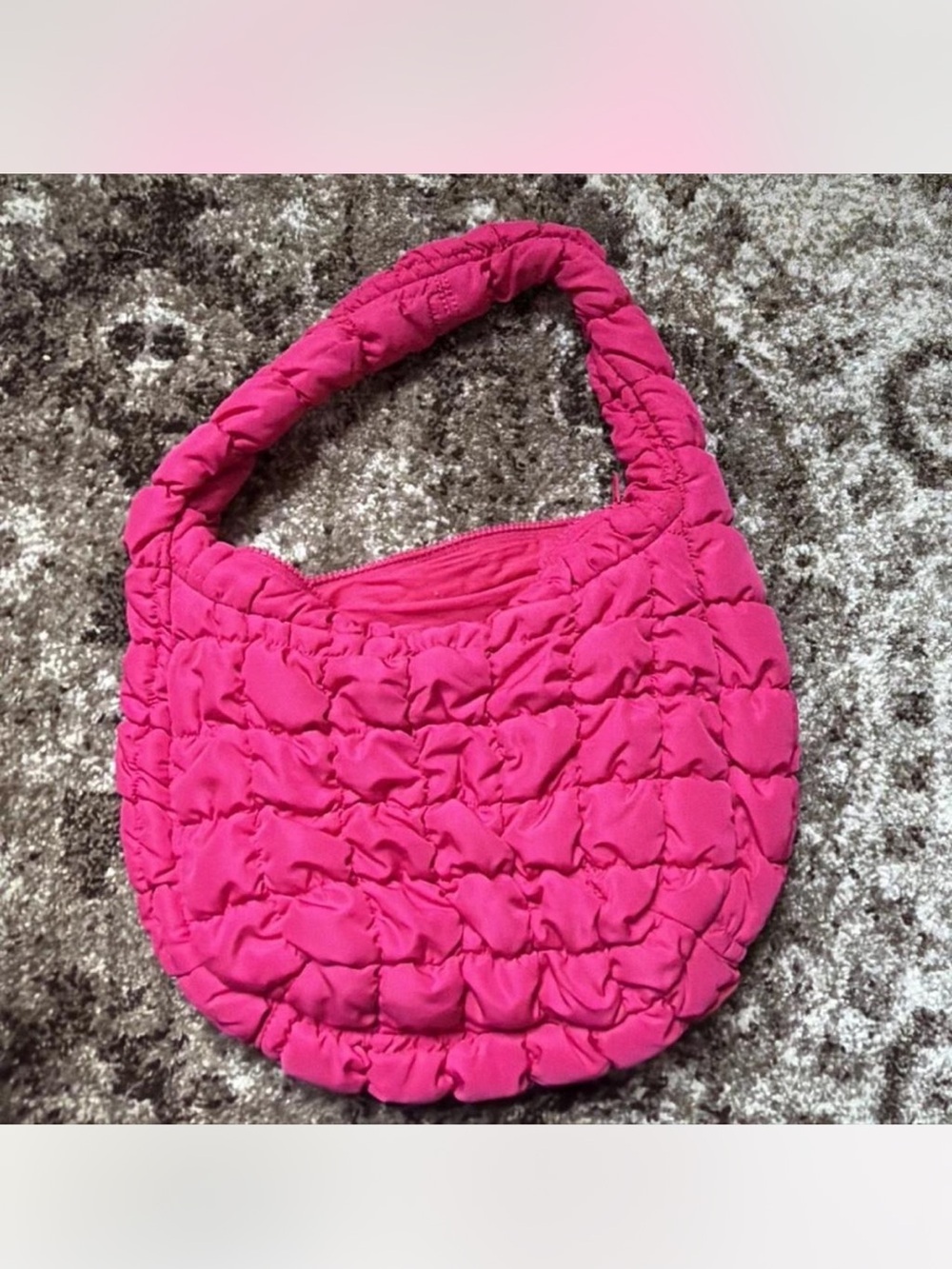 COS Quilted Mini Bag in Bright Pink Hobo Style - Picture 2 of 3